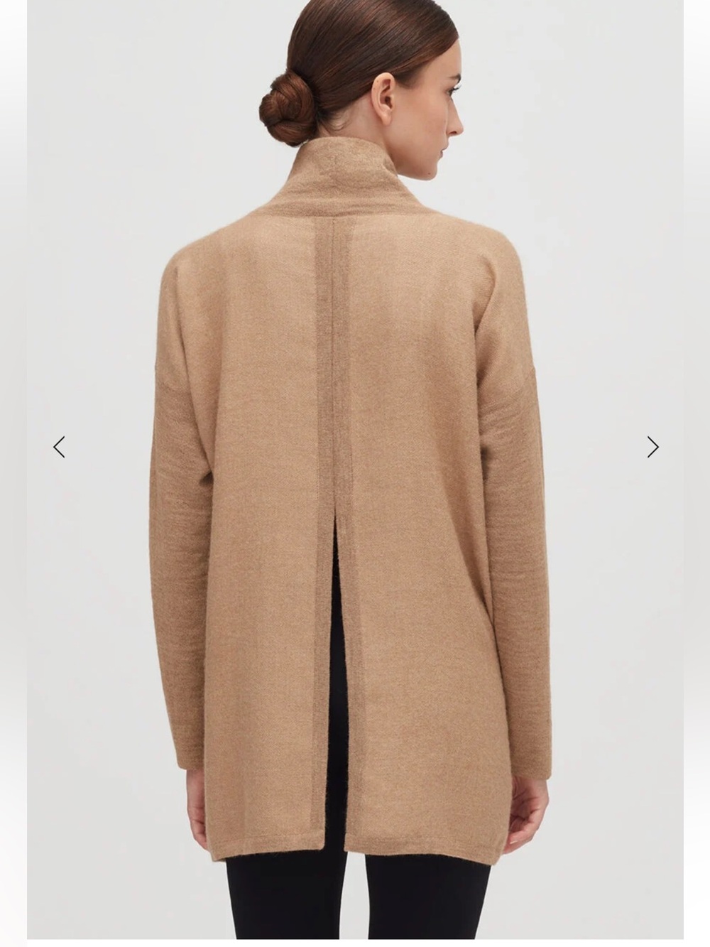 Cuyana Alpaca Open-Back Funnel Neck Sweater Camel Tan Size L/XL